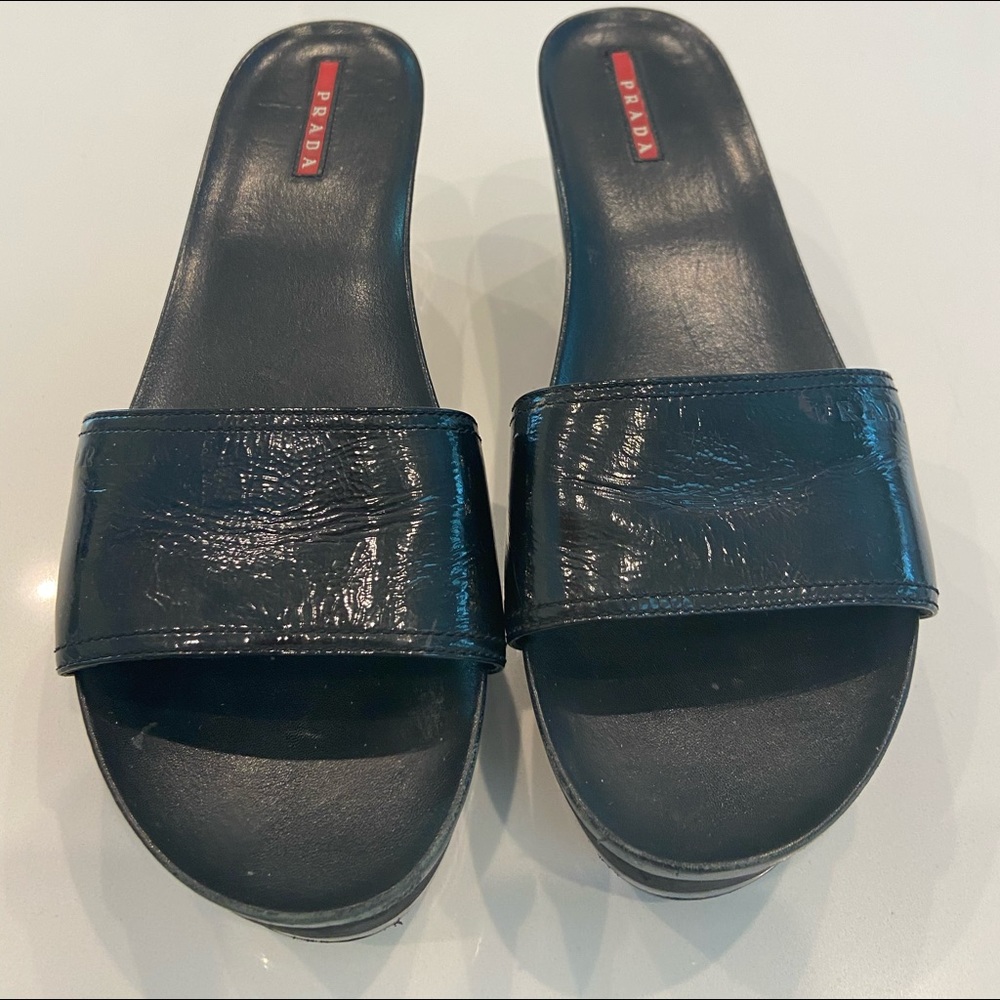 PRADA Black Patent Leather Platform 39.5 US9
